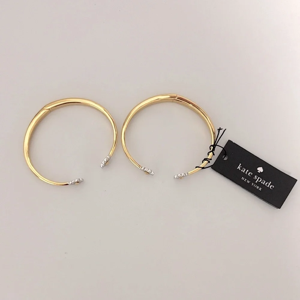 Lot of 2x NEW [kate spade] Spades & Studs Gold Metal Cuff Flower Bracelets - Picture 7 of 14
